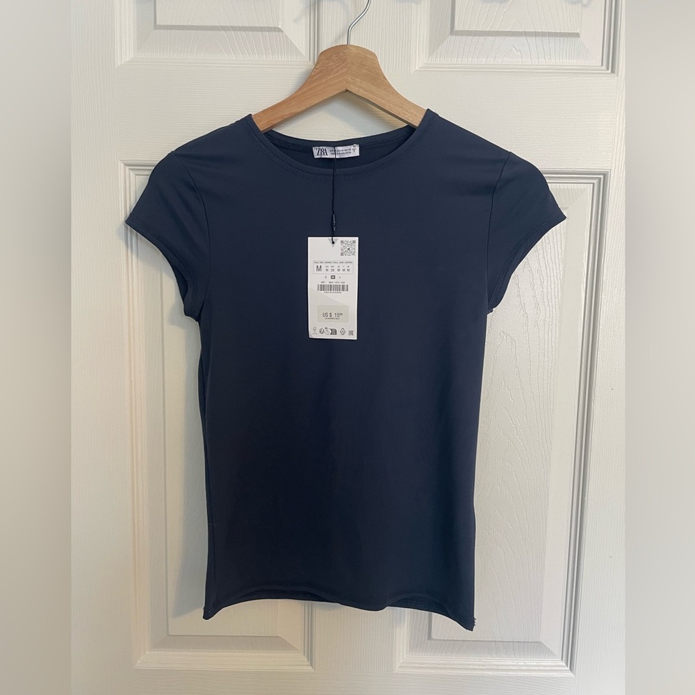 Zara Blue Fitted Short Sleeve Tee